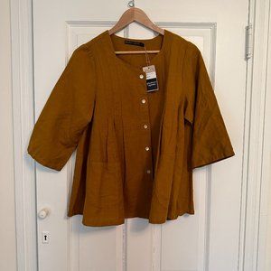 Linen/organic cotton Mustard Blouse